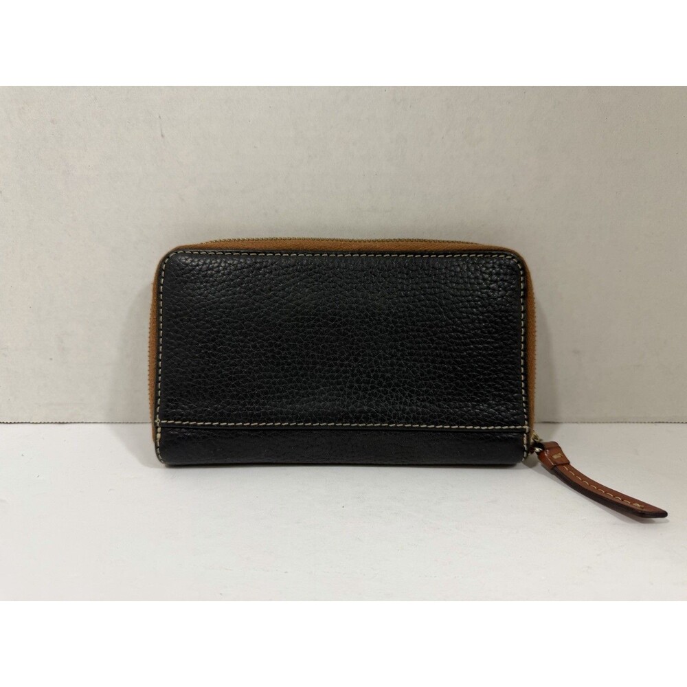 Dooney & Bourke Black & Brown Pebbled Leather  Zip Wallet - Picture 4 of 10